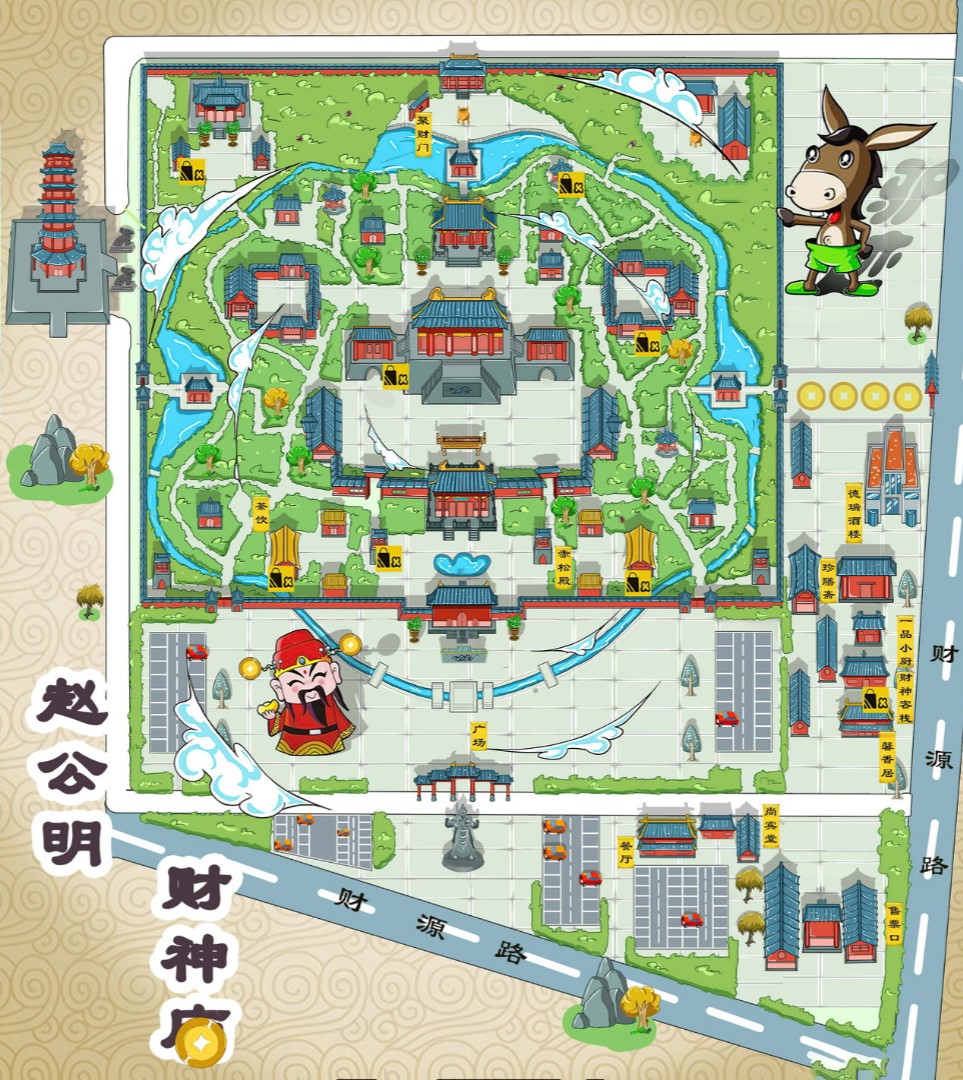 荣县寺庙类手绘地图